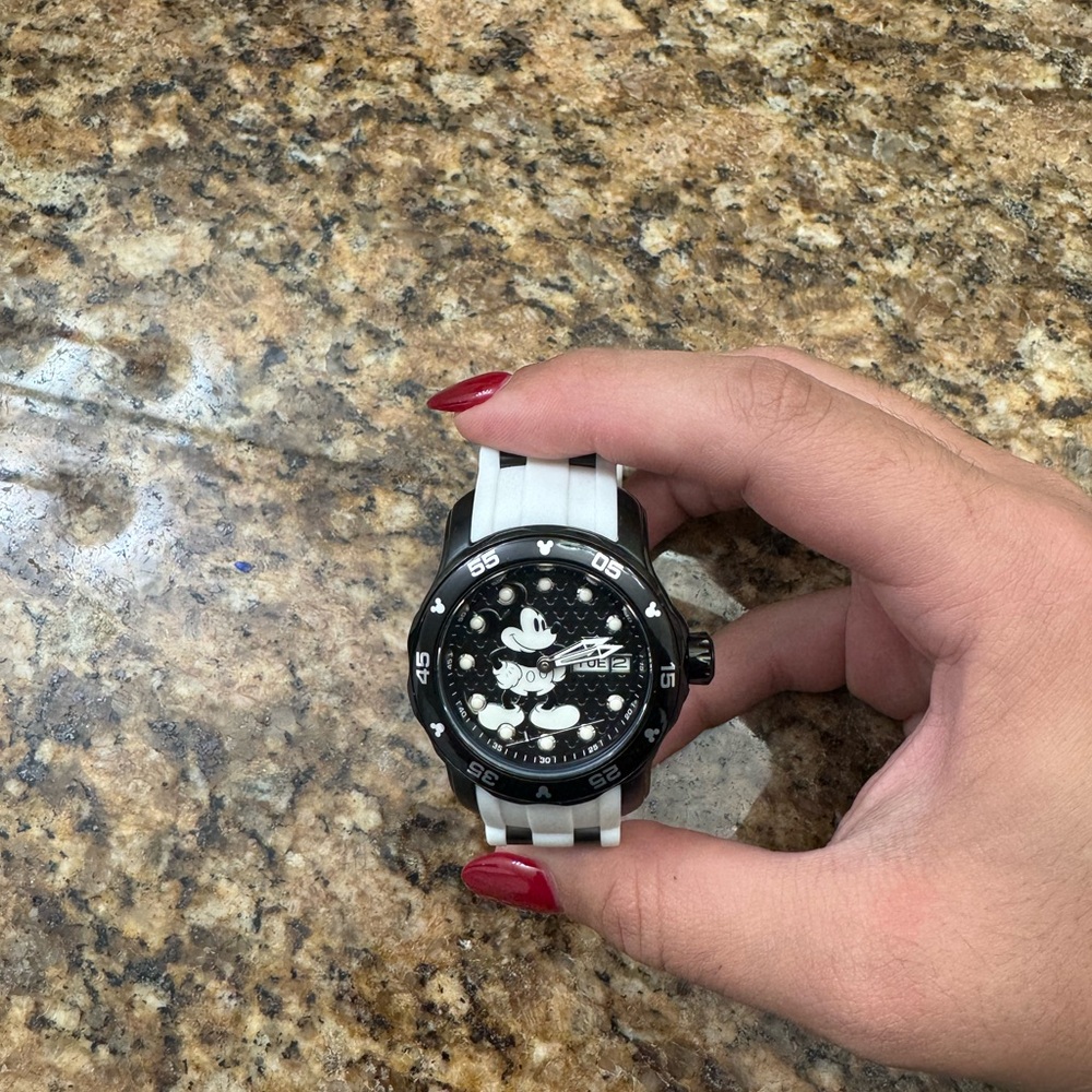 Invicta Black and White Mickey Dial Silicone Strap Watch - Picture 2 of 7